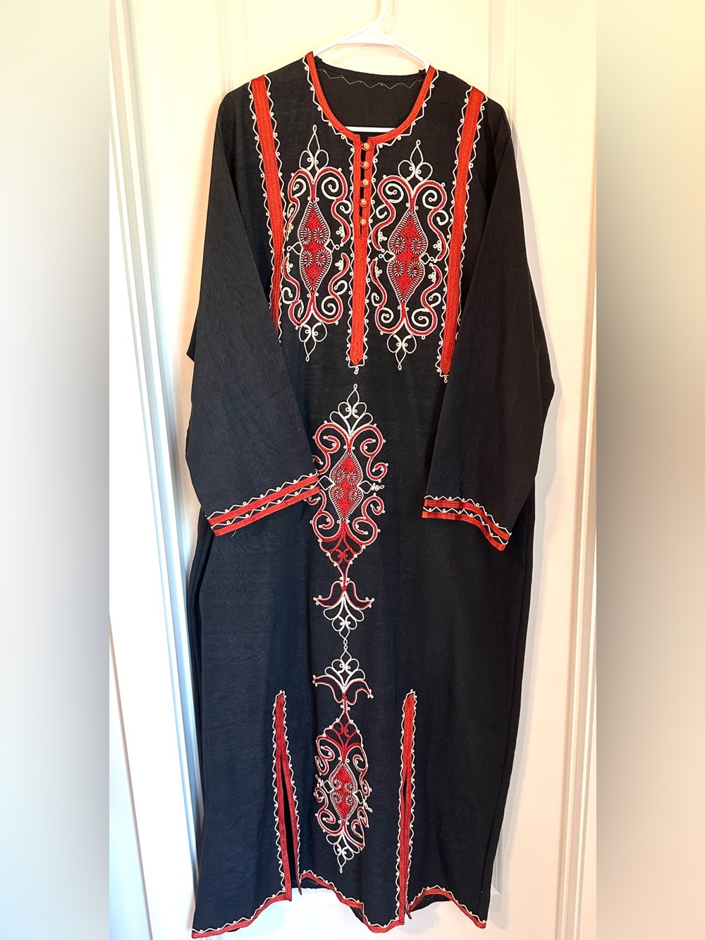 Vintage Moroccan Kaftan Thobe Maxi Dress Black Red Embroidery Plus Size
3XL